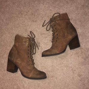 Madden girl faux leather lace up heel boots